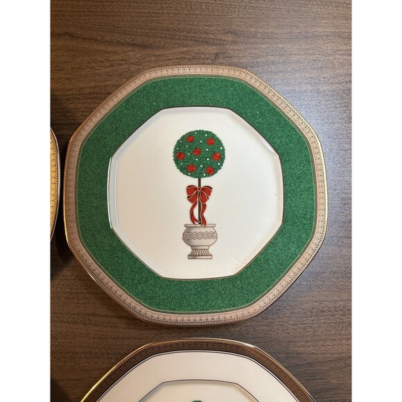 Mikasa 9" Plates Holly Ornament Topiary Trees Set of 5 Variety Christmas Holiday - Picture 6 of 12